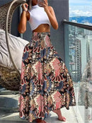 Women's Fashion Floral Print Skirt Casual High Waist Loose Long Skirts For Women Boho Holiday Beach Party Womens Clothing Summer