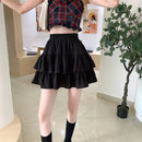 Pleated A-line Skirt White Women Ruffles Sweet Hottie Preppy Style Elastic Elastic Waist Slim Thin SimpleCasual Summer Wholesale
