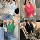 Regata Cropped Halter com Zíper - Feminina Sexy Streetwear Sem Manga