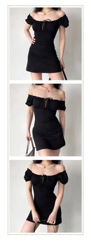 Vestido Mini Sexy com Manga Curta e Costas Abertas - Festa