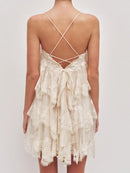 Vestido Mini Feminino Branco com Renda e Ombro Frio - Boho Casual Praia Verão