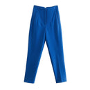 High Waist Solid Pants for Women Casual Basic Ankle Trousers with Pockets Zipper Fly Office Wear Pants Pantalones Mujer
