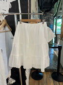 Floral Embroidery Lace Trim Midi Skirt Women White Waist Lace-up Ruffle A-line Faldas Sweet Casual Preppy Style Short Skirts