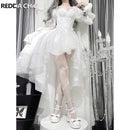 Vestido de Festa Princesa com Bordado Floral e Manga Bufante - Branco