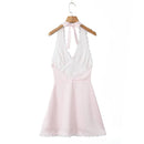Vestido Halter Mini Feminino com Renda e Poá - Elegante, Sexy, Costas Abertas - Verão 2025