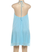 Vestido Mini Feminino Y2K com Halter e Franzido - Ombro Frio Costas Abertas Barra Irregular Sexy