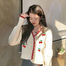 New Women Spring Autumn Knitted Cardigan Sweater V-neck Cropped Short Tops Korean Retro Outerwear Long Sleeve Sweaters Tops