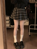 Pleated Skirts for Women American Style Retro Plaid College Autumn Sweet Girls Chic High Waist Belted Fashion All-match Mini New