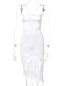 Vestido Mini Slip Feminino Sexy com Renda e Costas Abertas - Bodycon Curto Festa Clube Aniversário Noite Verão