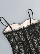 Vestido Longo Feminino com Renda e Alças Finas - Elegante Festa Noite