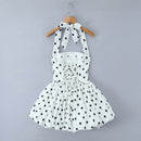Vestido Feminino Branco com Poa e Halter - Sexy Costas Abertas Amarrão Evasê Elegante Festa Verão