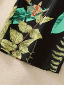 Floral Pants Spring and Summer Thin High Waist Slim Ice Silk Stretch Floral straight-leg Women's Pants