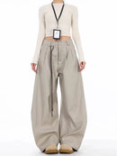 High Waist Women Suit Pants Straight Office Ladies Korean Fashion Trousers Casual Button Loose Female Black Pants New 2025