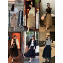 Elegant Multi-Layered Tulle Skirt Long Dress Women's Autumn Winter High Waist Cake Skirt Style Slimming Elegant Midi Skirt