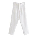 High Waist Solid Pants for Women Casual Basic Ankle Trousers with Pockets Zipper Fly Office Wear Pants Pantalones Mujer