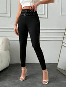 Women's Black High Waist Skinny Pants Slim Fit Stretch Pants Spring Summer Elegant Fashion Slimming Casual Office Trousers
