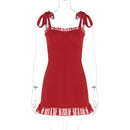 Vestido Mini Feminino Elegante com Babados e Bandagem - Sexy Slim Festa Aniversário