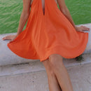 Vestido Feminino Elegante com Halter e Saia Evasê - Sem Manga Costas Abertas Praia Verão