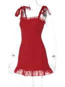 Vestido Mini Feminino Elegante com Babados e Bandagem - Sexy Slim Festa Aniversário