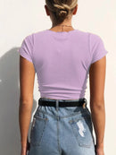 Cropped Regata Feminino Decote V com Amarração Frontal - Slim Streetwear Verão 2024