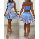 Vestido Mini Feminino Floral com Ombro Frio e Franzido - Férias Verão