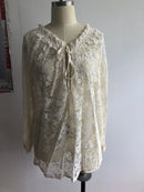 2026 Women's Fashion Solid Color Lace Long Sleeve Shirt Loose Slim Fit Versatile Elegant Office Commute Casual Pullover Blouse