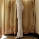 High Sweet Sexy Elastic Tight Transparent Flare Pants Women Thin Skinny Slim Hip Thin Hot Korean Women Trousers J8JT