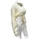 Cropped Tricô Manga Longa Feminino Casual - Decote V Solto Elegante Outono