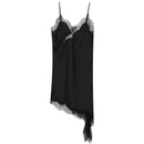 Vestido Slip Assimétrico de Renda e Cetim - Festa e Balada