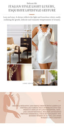 Camisola Feminina Sexy de Cetim com Renda e Decote V - Pijama Slip Dress Verão
