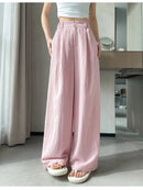 Cotton and Linen Women's Wide Leg Full Pants High Waist Summer Female Elegant Minimalism Straight Loose Trousers 2026 Autumn