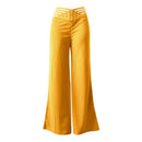 Women High Waist Flared Pants Office Casual Sheer Mesh Patch Crisscross Y2K Trousers Elegant Streetwear Work Pants Lady Clothes