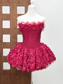 Vestido Mini Feminino Floral com Renda e Tomara que Caia - Sem Manga Costas Abertas Coquetel Festa