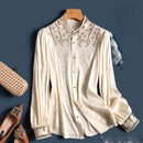Women's Long Sleeve Blouse - Summer Fashion Embroidery Casual Elegant Top Shirt for Spring Elegant Fashion Women's Clothing