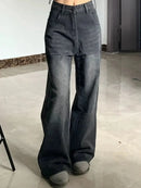 Slimming High-waisted Jeans For Women Pear-shaped Loose-fit Straight-leg Bell Bottoms Plus-size Female Denim Trousers
