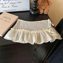 Lace Mini Skirts Women Elegant Sweet Lolita Short Skirts High Waist Y2k Streetwear Ruffle Skirts Lace Trim Butt Curtain Skirt