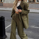 Women's Casual Versatile Office Formal Outfits Trendy Elegant Soft Shoulder Pad Blazer All Season Simple Commuter Straight Pants