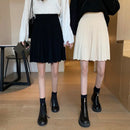 Knitted Pleated Skirts Women Above Knee Solid Casual Autumn All-match Design College Jupe Femme Korean Style High Waist Elegant