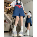 Short Jeans Feminino Kawaii com Bordado e Perna Larga - Y2K Streetwear