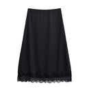 Tidalyf 2025 Women Two Piece Skirt Set Off Shoulder Lace Trim Cami Top with Split Hem Midi Skirt Sexy Elegant Outfit