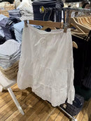 Floral Embroidery Lace Trim Midi Skirt Women White Waist Lace-up Ruffle A-line Faldas Sweet Casual Preppy Style Short Skirts