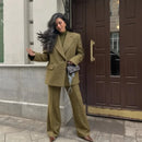 Women's Casual Versatile Office Formal Outfits Trendy Elegant Soft Shoulder Pad Blazer All Season Simple Commuter Straight Pants