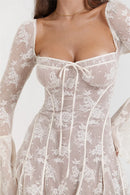 Vestido Mini Elegante com Estampa e Manga Longa - Outono e Inverno