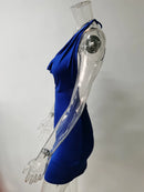 Vestido Mini Feminino Y2K com Halter e Vazado - Sexy Costas Abertas Decote V Festa Noite
