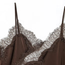 Vestido Feminino Elegante de Cetim com Renda Assimétrica - Sexy Festa Noite