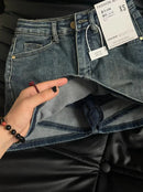 Vintage Blue Denim Skirt for Women Korean High Waist Sexy Slim Fit Mini Skirts Ladies Y2K Streetwear 90S Cowboy Bodycon Skirt