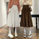 Fashion High Waist Pleated Skirt Women Korean Elegant College Style Midi Skirt Ladies Autumn Winter Thick A-line Skirts
