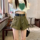 Denim Shorts Women High Waist Summer Solid All-match Hotsweet Loose Casual Rolled Edge Korean Style Chic Streetwear Ins Popular