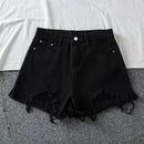Denim Shorts Women High Waist Slender Korean Fashion Summer Frayed Buttons Zipper Tassel Loose Solid All-match Streetwear Chic