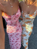 Vestido Longo Feminino Floral com Alças Finas - Sexy Club Y2K